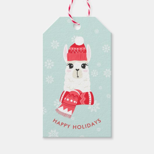 かわいいクリスマスアルパカ ギフトタグ (正面)