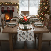 かわいいクリスマスアルパカ ショートテーブルランナー