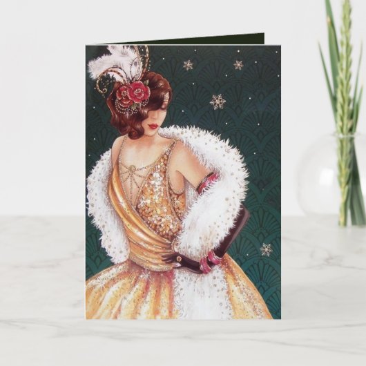 かわいいクリスマスアートdecoヴィンテージ追加メッセージカード シーズンカード (正面)