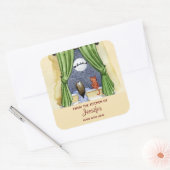 かわいいクリスマスイブシーンウォーターカラーキッチン スクエアシール (封筒)