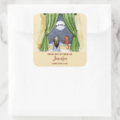 かわいいクリスマスイブシーンウォーターカラーキッチン スクエアシール (バッグ)