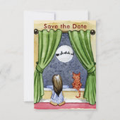 かわいいクリスマスイブチャイルド&キティ猫の水彩色 セーブザデート (正面)