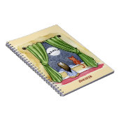 かわいいクリスマスイブチャイルド&キティ猫の水彩色 ノートブック (右側)