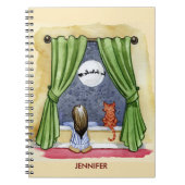 かわいいクリスマスイブチャイルド&キティ猫の水彩色 ノートブック (正面)