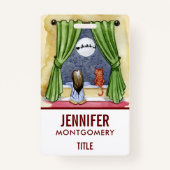 かわいいクリスマスイブチャイルド&キティ猫の水彩色 バッジ (裏面)