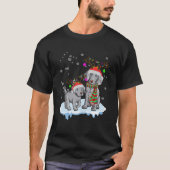 かわいいクリスマスイマラーサンタハツトナカイ犬 Tシャツ (正面)