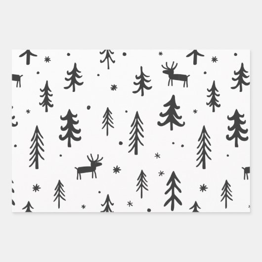 かわいいクリスマスイラストシンプルのパターン ラッピングペーパーシート (正面2)