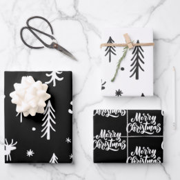 かわいいクリスマスイラストシンプルのパターン ラッピングペーパーシート