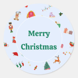 かわいいクリスマスイラスト小さな丸いステッカー ラウンドシール