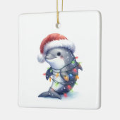 かわいいクリスマスイルカ セラミックオーナメント (左)