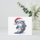 かわいいクリスマスイルカ ポストカード (スタンド正面)