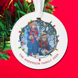 かわいいクリスマスイルミネーション家族写真 2025 記念品 オーナメント