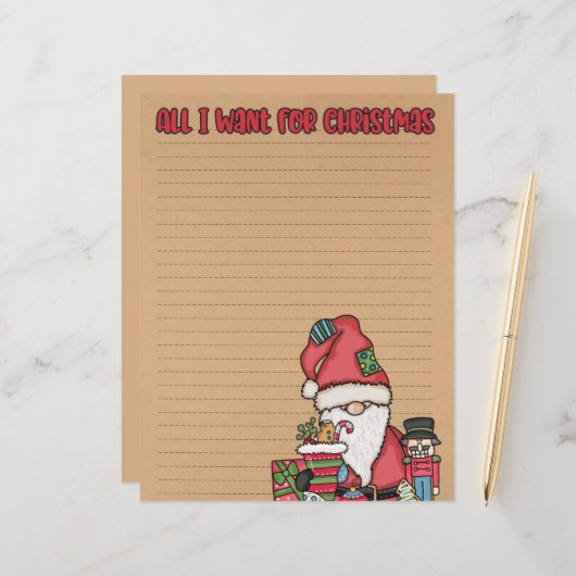 かわいいクリスマスウィッシュリスト文房具紙 (正面/裏面インサイチュ)