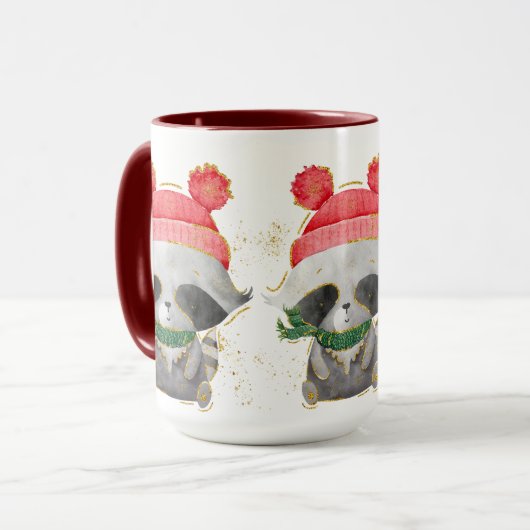 かわいいクリスマスウィンターラクーンコーヒーマグ マグカップ (正面左)