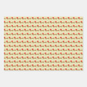 かわいいクリスマスウィーナー犬の漫画レッドグリーン ラッピングペーパーシート (正面)