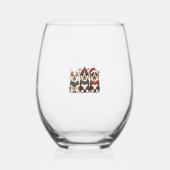 かわいいクリスマスウェルシュコーギードッグスサンタパピーホリダ ステムなしワイングラス (正面)