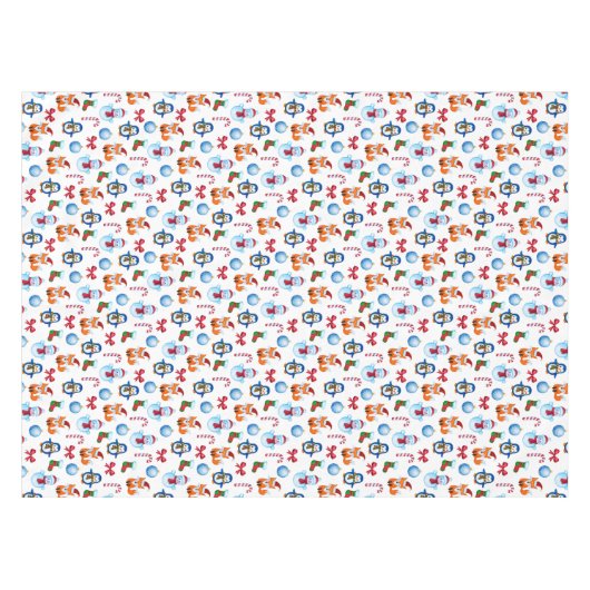 かわいいクリスマスウォーターの色のイラストレーションパターン テーブルクロス (正面(横))