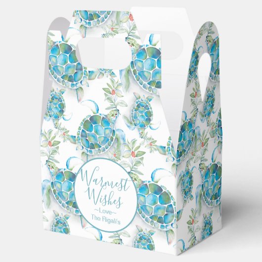 かわいいクリスマスウォーターカラーウミガメ フェイバーボックス (オープン)