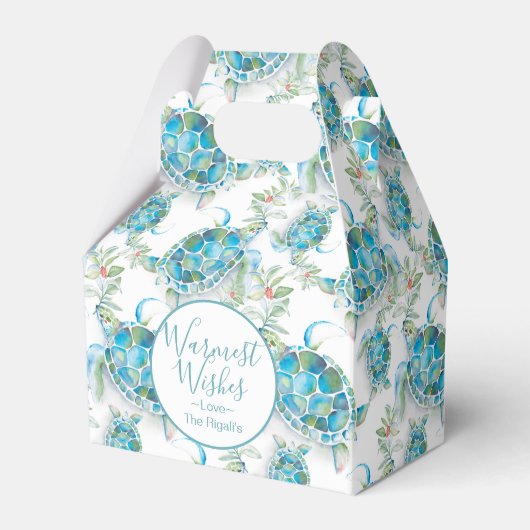 かわいいクリスマスウォーターカラーウミガメ フェイバーボックス (正面サイド)