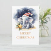 かわいいクリスマスウォーターカラーゾウ シーズンカード (スタンド正面)