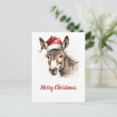 かわいいクリスマスウォーターカラーロバ ポストカード (スタンド正面)