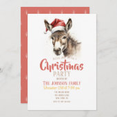 かわいいクリスマスウォーターカラーロバ 招待状 (正面/裏面)