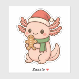 かわいいクリスマスウーパールーパー ステッカー かわいいジンジャーブレッド シール