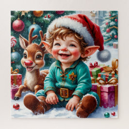 かわいいクリスマスエルフとトナカイ ジグソーパズル