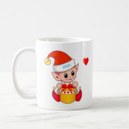 かわいいクリスマスエルフとハート コーヒーマグカップ