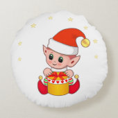 かわいいクリスマスエルフと星 ラウンドクッション (裏面)