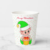 かわいいクリスマスエルフと紙吹雪の紙コップ 紙コップ (裏面)