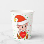 かわいいクリスマスエルフと紙吹雪の紙コップ 紙コップ (裏面)