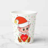 かわいいクリスマスエルフと紙吹雪の紙コップ 紙コップ (正面)