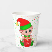 かわいいクリスマスエルフと紙吹雪の紙コップ 紙コップ (裏面)