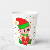 かわいいクリスマスエルフと紙吹雪の紙コップ 紙コップ (正面)