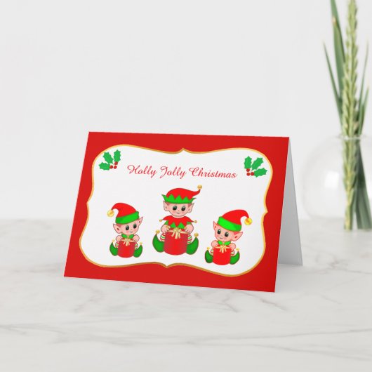かわいいクリスマスエルフのカード シーズンカード (正面)