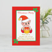 かわいいクリスマスエルフの招待状 招待状 (スタンド正面)