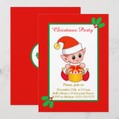 かわいいクリスマスエルフの招待状 招待状 (正面/裏面)
