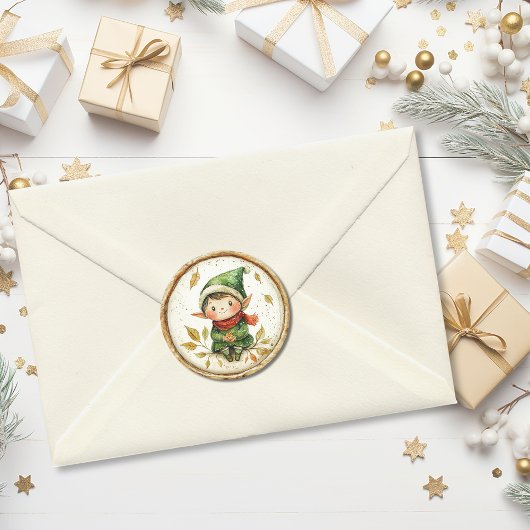 かわいいクリスマスエルフの擬似ワックス ラウンドシール