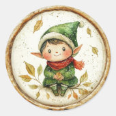 かわいいクリスマスエルフの擬似ワックス ラウンドシール (正面)