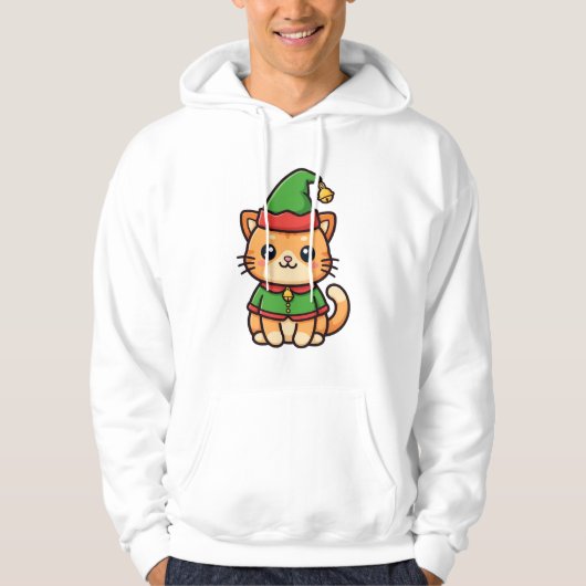 かわいいクリスマスエルフ猫 パーカ (正面)