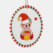 かわいいクリスマスエルフ セラミックオーナメント (右)
