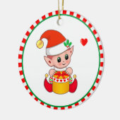 かわいいクリスマスエルフ セラミックオーナメント (左)