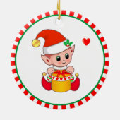 かわいいクリスマスエルフ セラミックオーナメント (裏面)