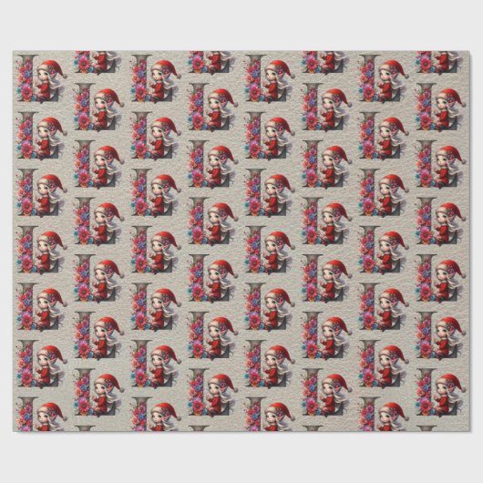 かわいいクリスマスエルフ フェスティブレターL ラッピングペーパー (フラット)