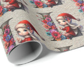 かわいいクリスマスエルフ フェスティブレターL ラッピングペーパー (ロールコーナー)