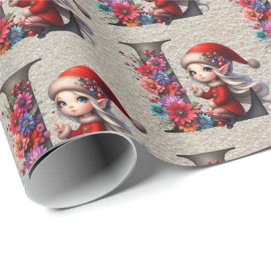 かわいいクリスマスエルフ フェスティブレターL ラッピングペーパー (ロールコーナー)