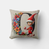 かわいいクリスマスエルフ フェスティブ オー フェイクタン レザー クッション (正面)