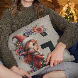 かわいいクリスマスエルフ フェスティブ G フェイクタン レザー クッション