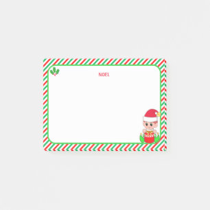 かわいいクリスマスエルフ 緑、赤、白のフレーム ポストイット